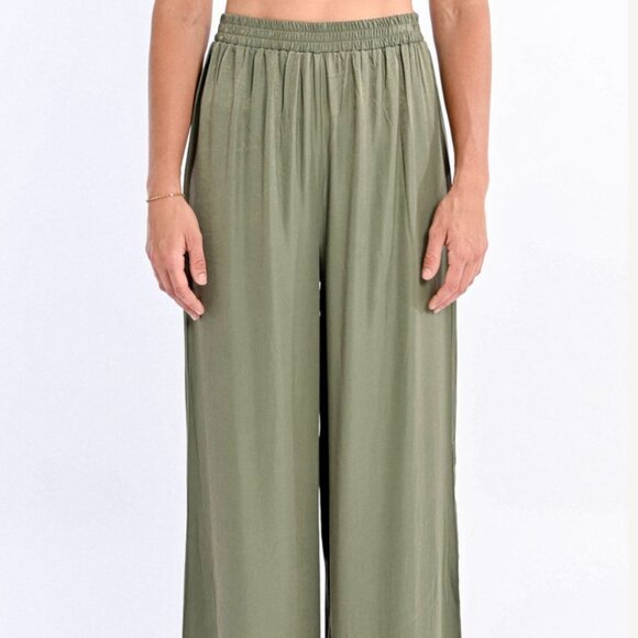 Army Green Olive Pull-on Elastic Waist pants - Picture 6 of 6